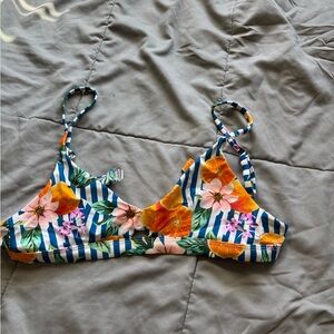 Floral Striped Bikini Top